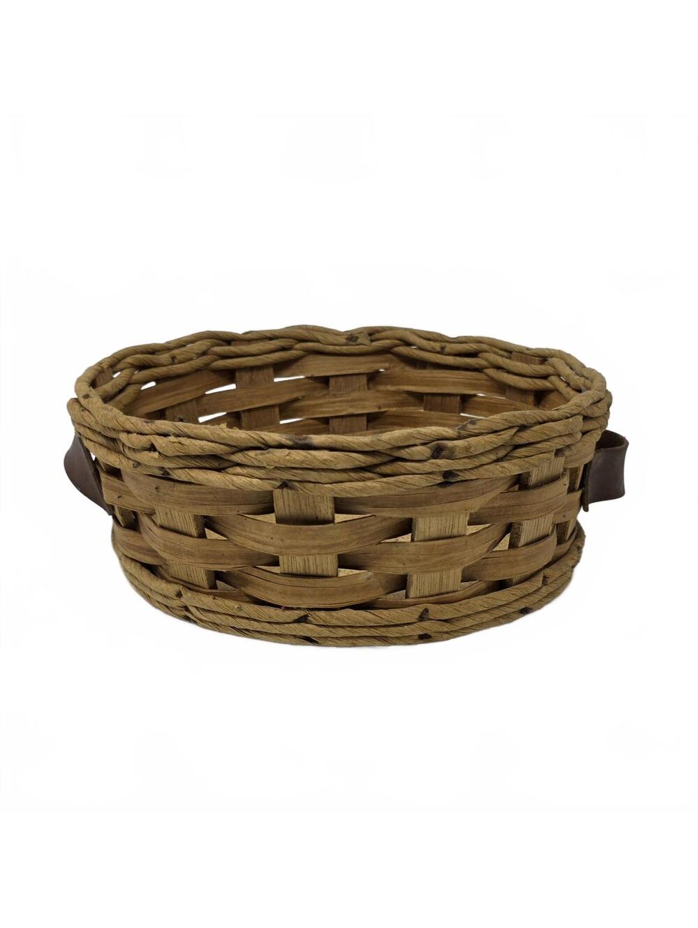 Vintage Pyrex Rattan Basket Carrier Casserole Holder with Leather Handles 10"